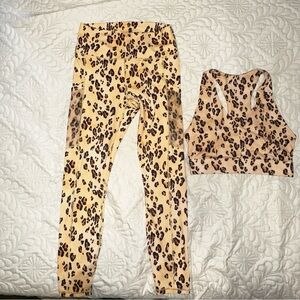 Leopard Print Leggings and Sports Bra Set